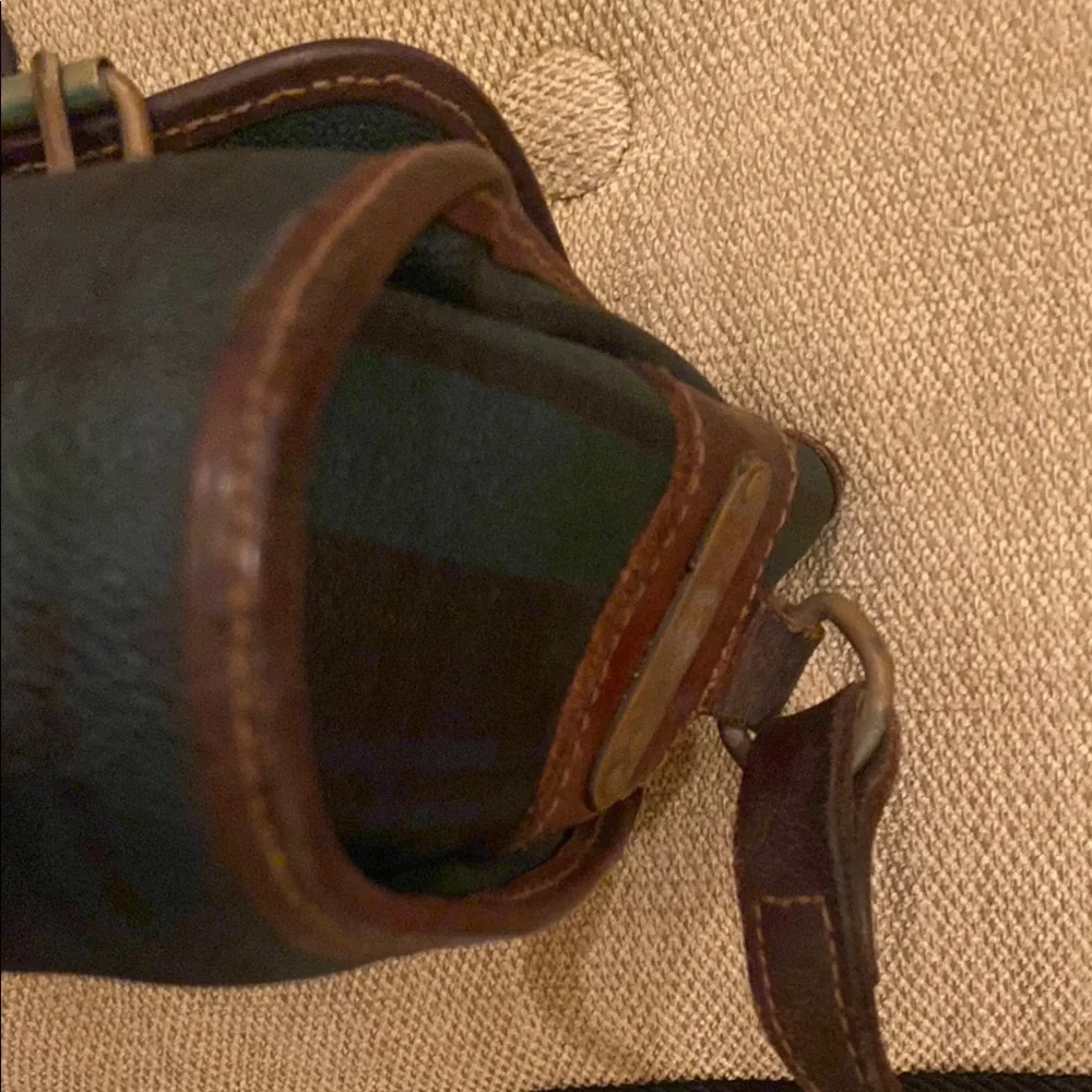 Ralph Lauren Green and Brown Messenger Bag with Leather Straps